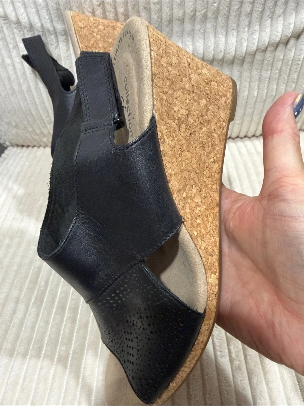 Clarks black wedge